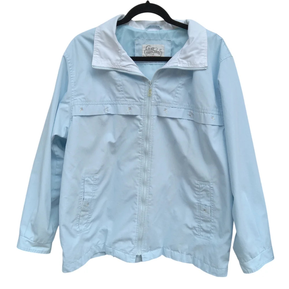 4/$10 Coat Collectibles Lightweight Jacket Light Blue w/ Embroidery XL